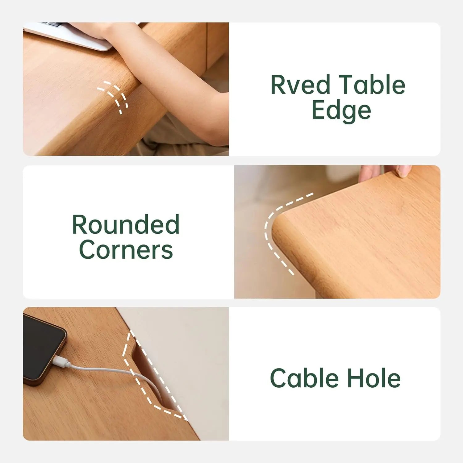 31" Solid Wood Mid-Century Modern Desk with Drawer