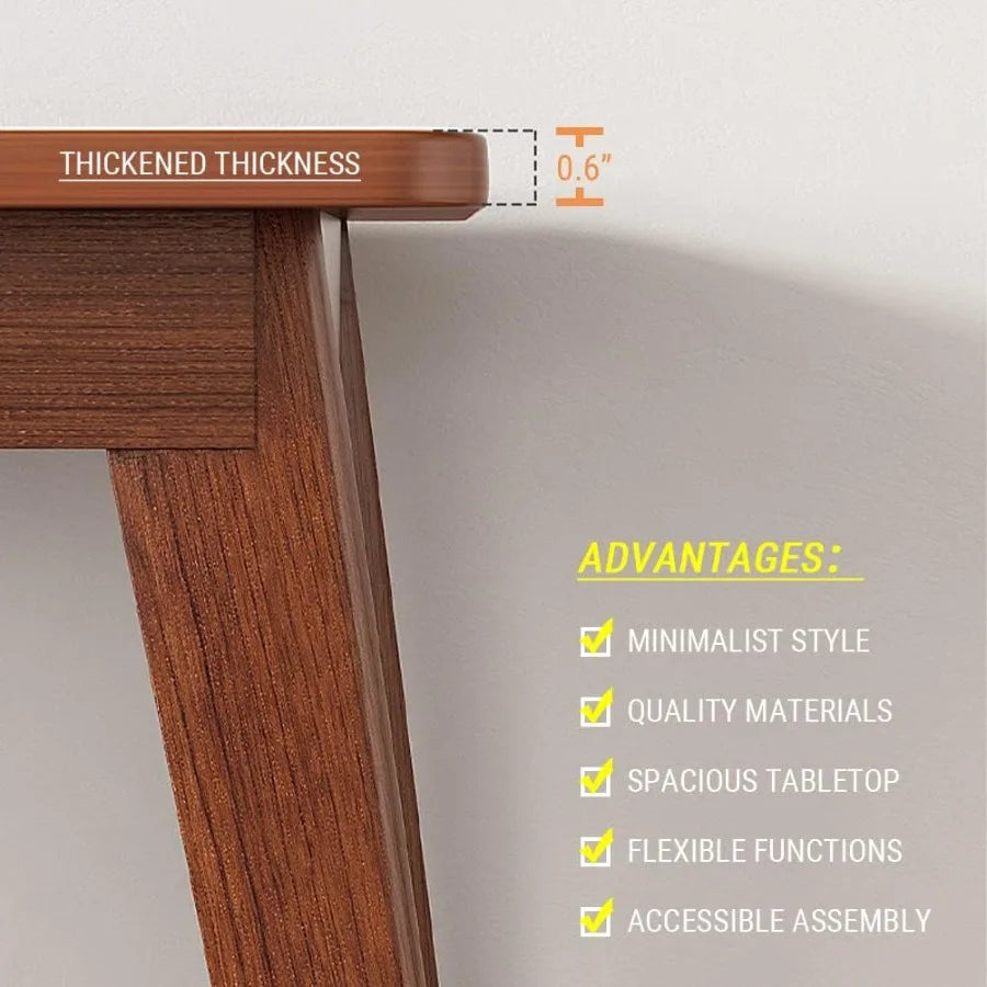 63" Mid-Century Modern Long Desk - Walnut Finish