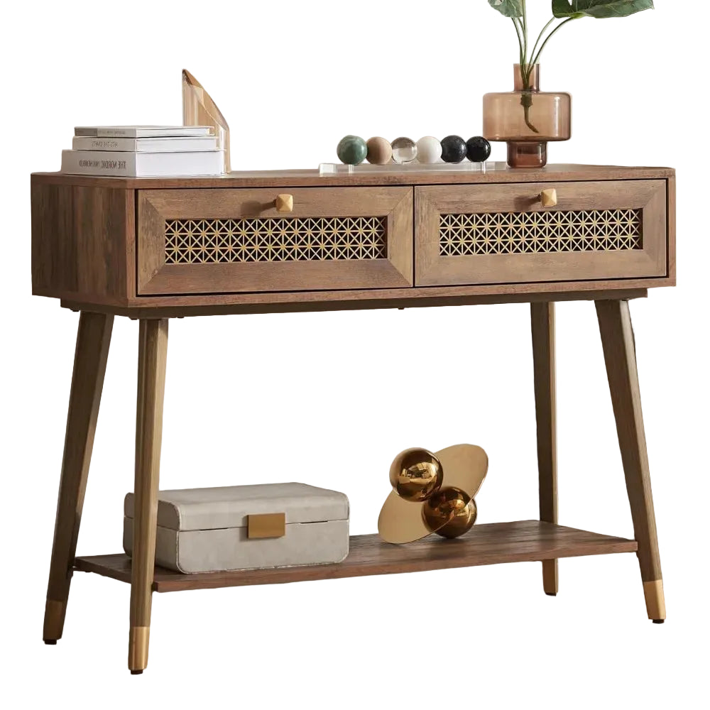 Gold Mesh Console Table with Drawers