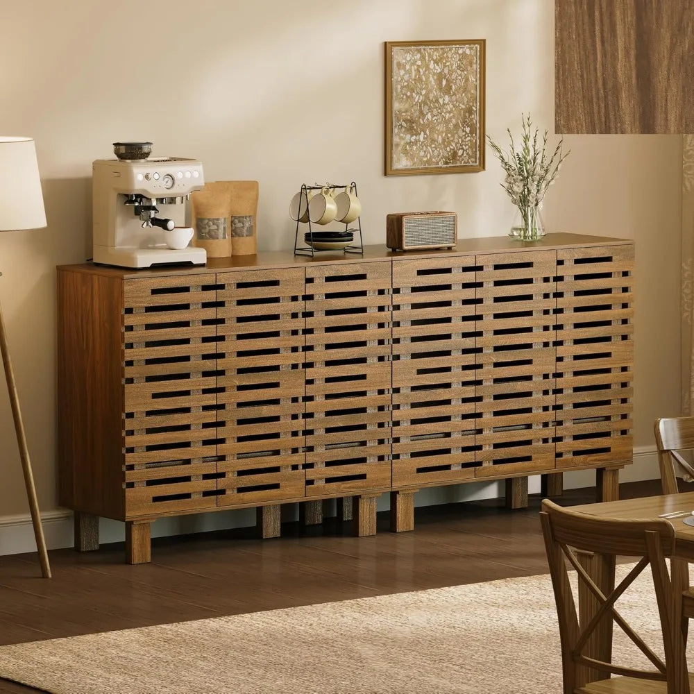 Walnut Slatted Buffet Cabinet (47")