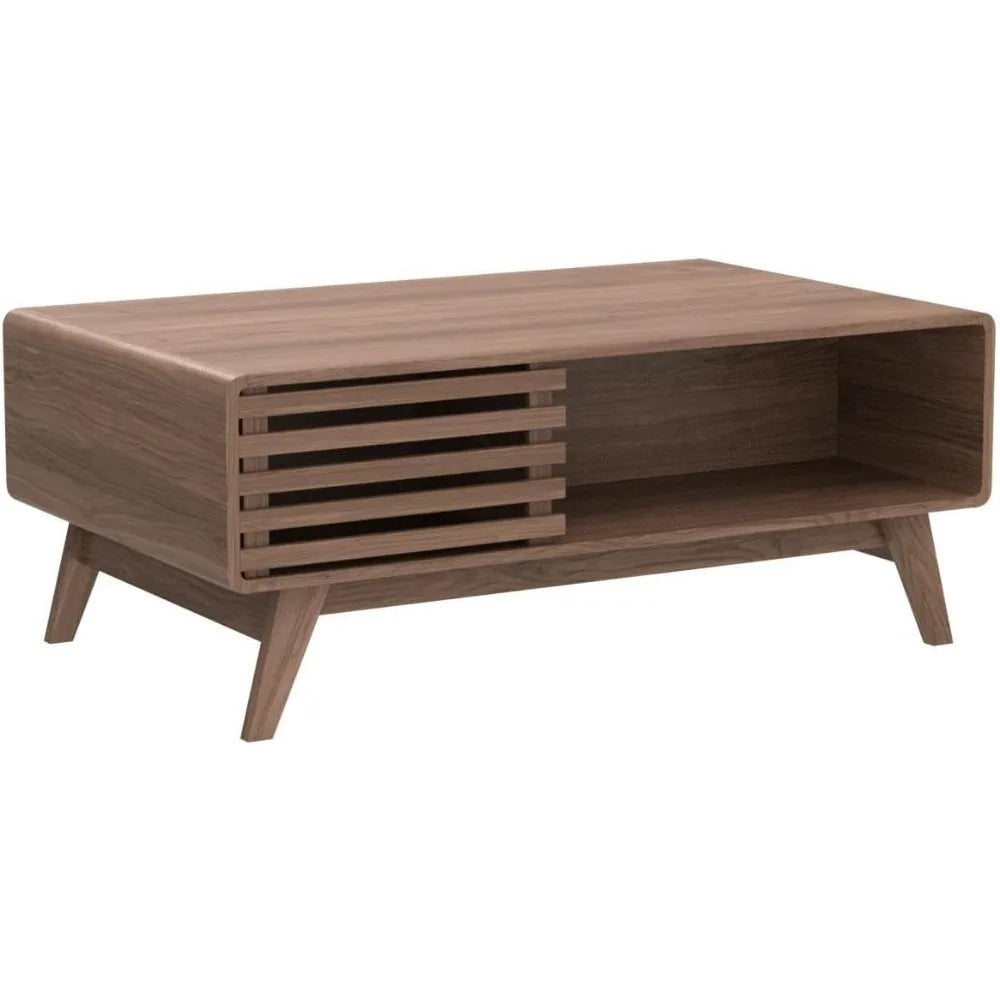Mid‑Century Modern Coffee Table with Dual‑Side Storage