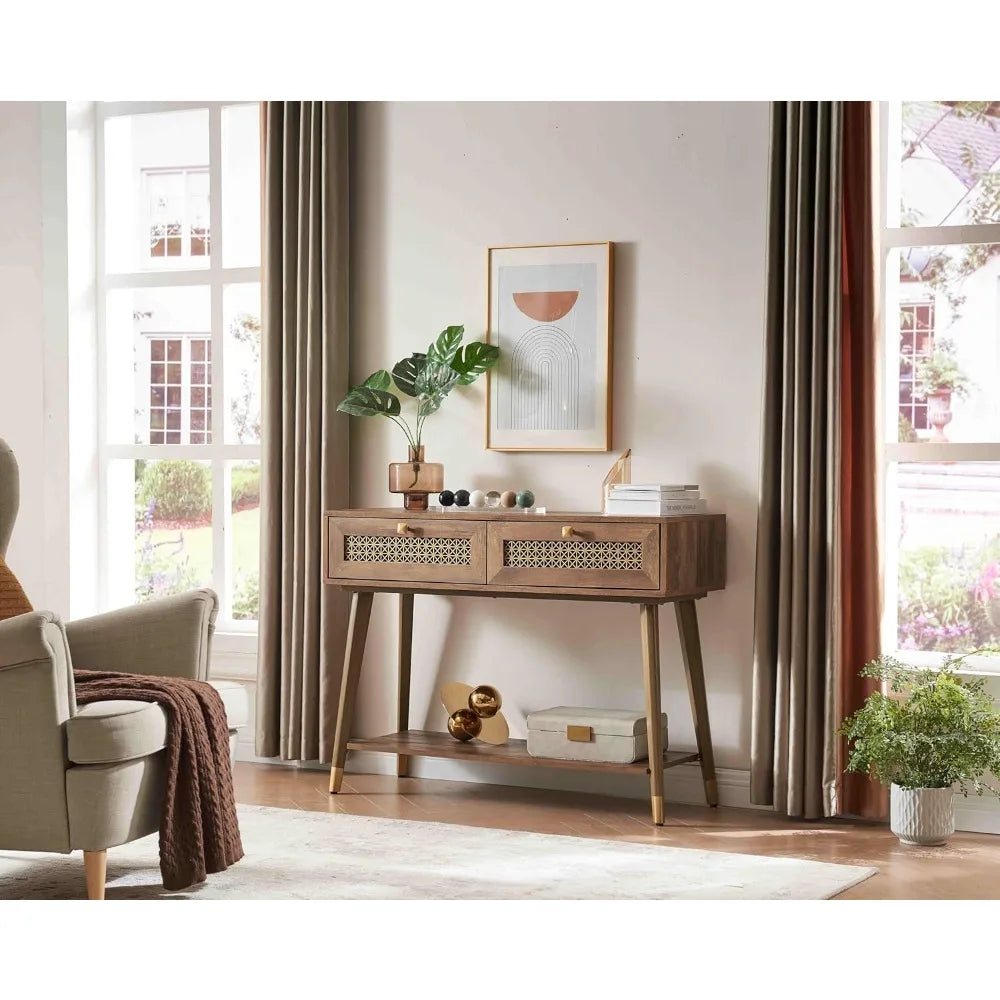 Gold Mesh Console Table with Drawers