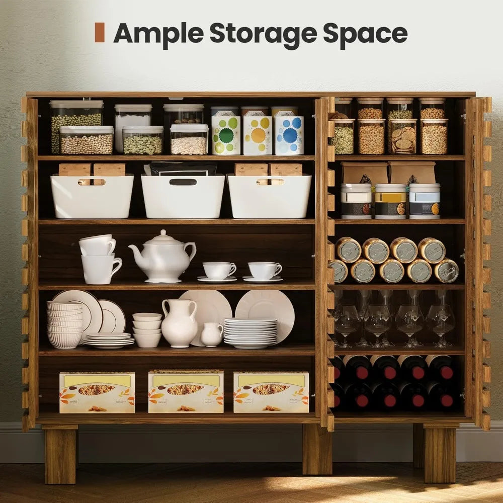 Walnut Slatted Buffet Cabinet (47")