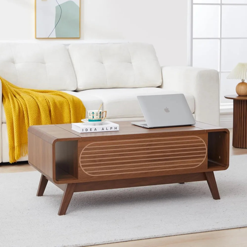 Mid‑Century Modern Lift‑Top Coffee Table with Hidden Storage