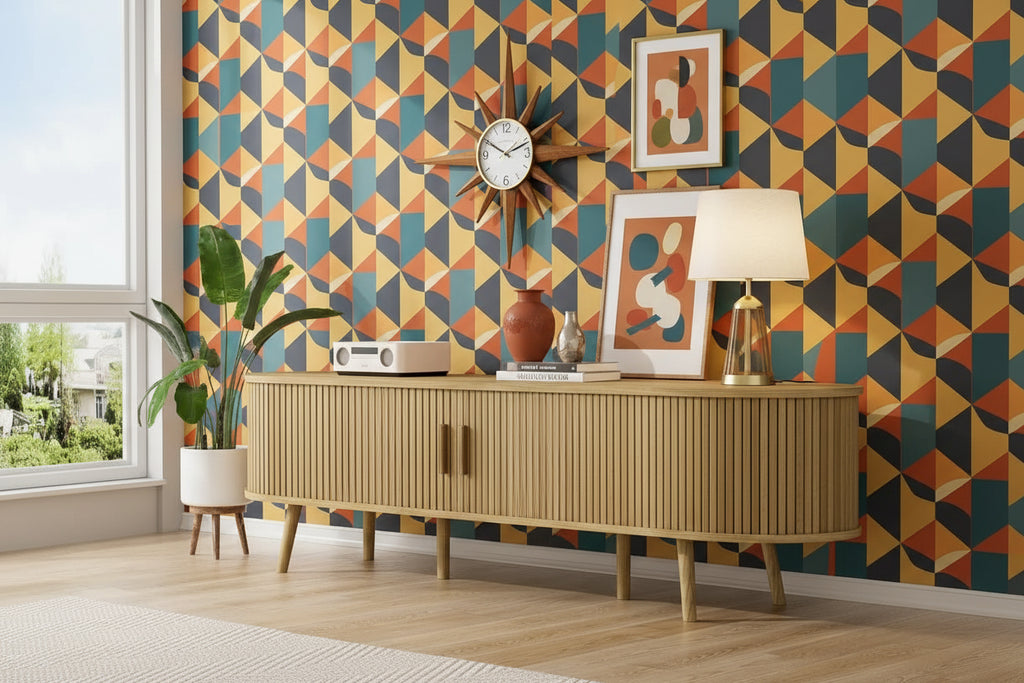 69" Mid‑Century Modern Fluted TV Stand