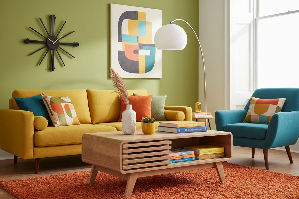 Mid‑Century Modern Coffee Table with Dual‑Side Storage