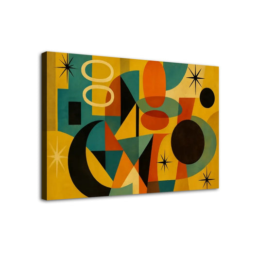 Retro Shapes Canvas Wall Art – Golden Hour MCM Energy (32"x20")