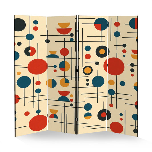 Atomic Mid-Century 4-Panel Folding Screen Room Divider