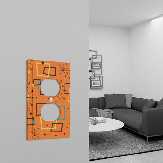 Atomic Starburst Switch Cover – 1-Gang Duplex Plate in Retro Orange