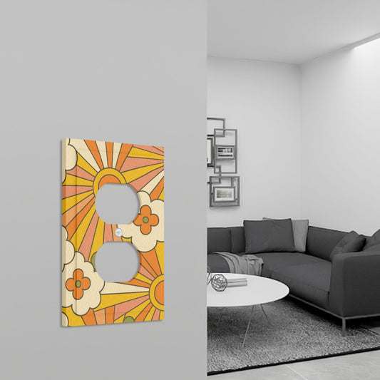 Groovy Sunshine Floral Switch Cover – 1-Gang Duplex Plate in 70s Retro Style