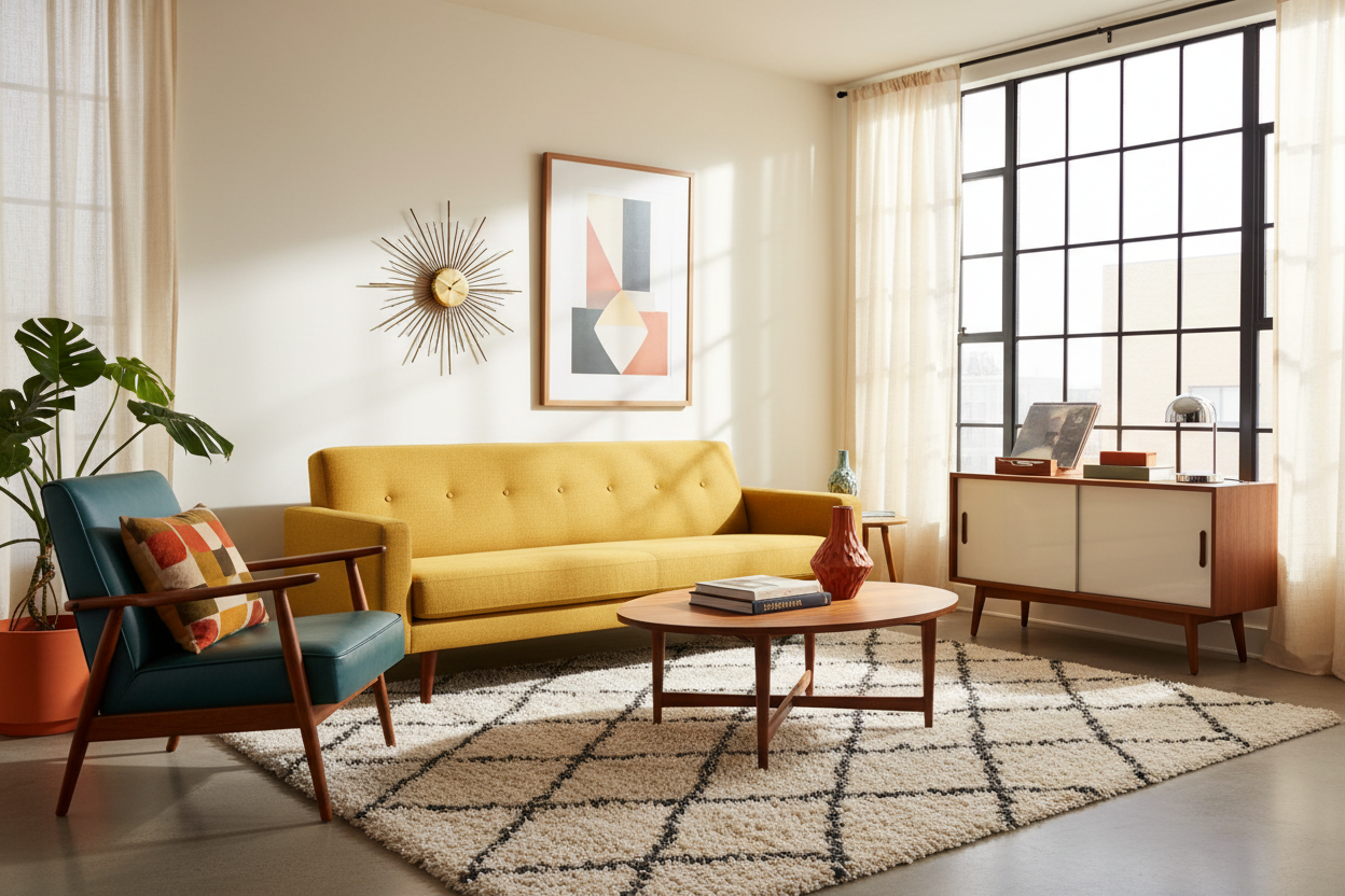 Colorful Mid-Century Modern Living Room