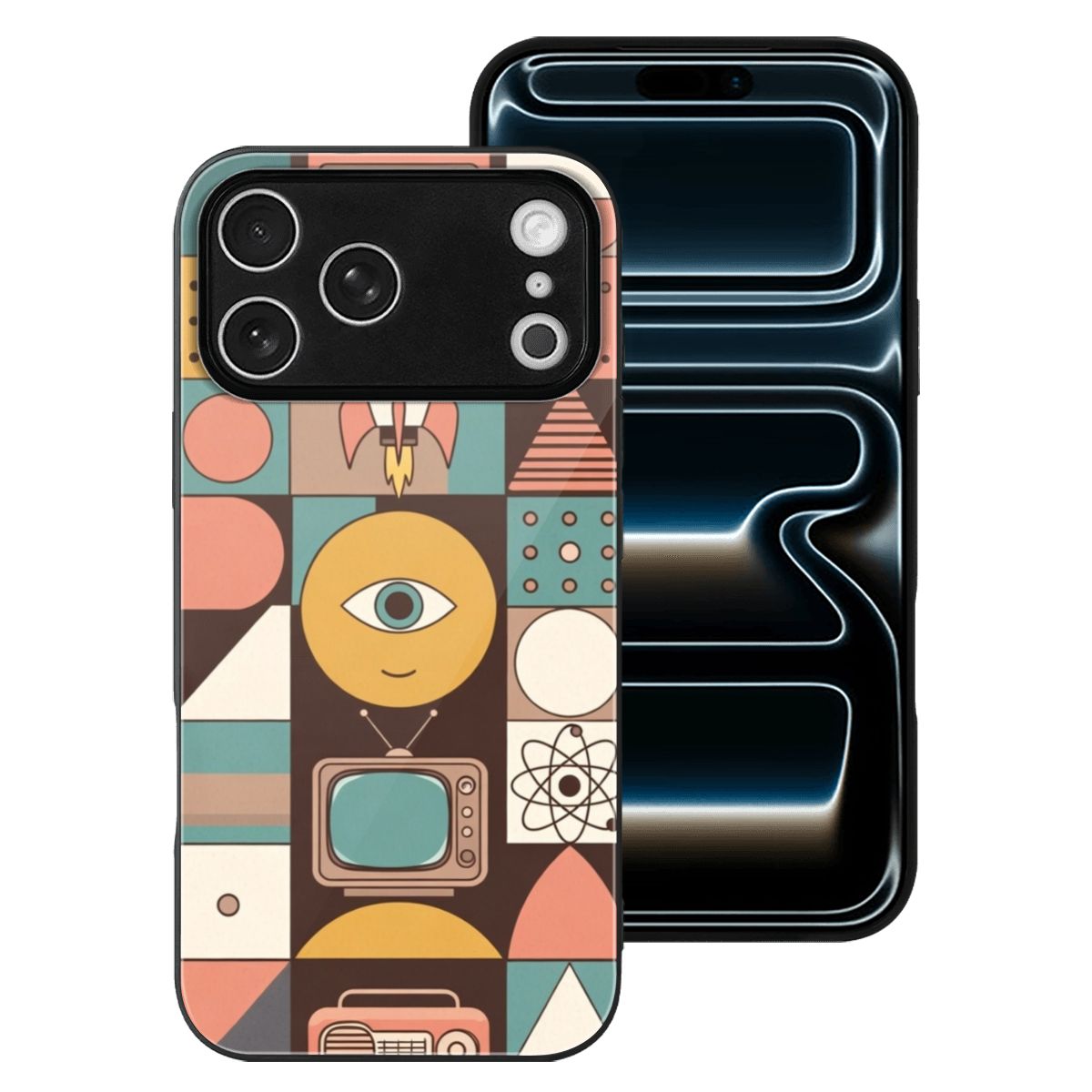 Pure Mid Century Glass Phone Case — Modern Retro Design for iPhone 17 Pro Max