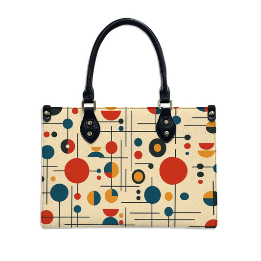 Atomic Dot Mod PU Tote – Mid Century Modern Print Handbag
