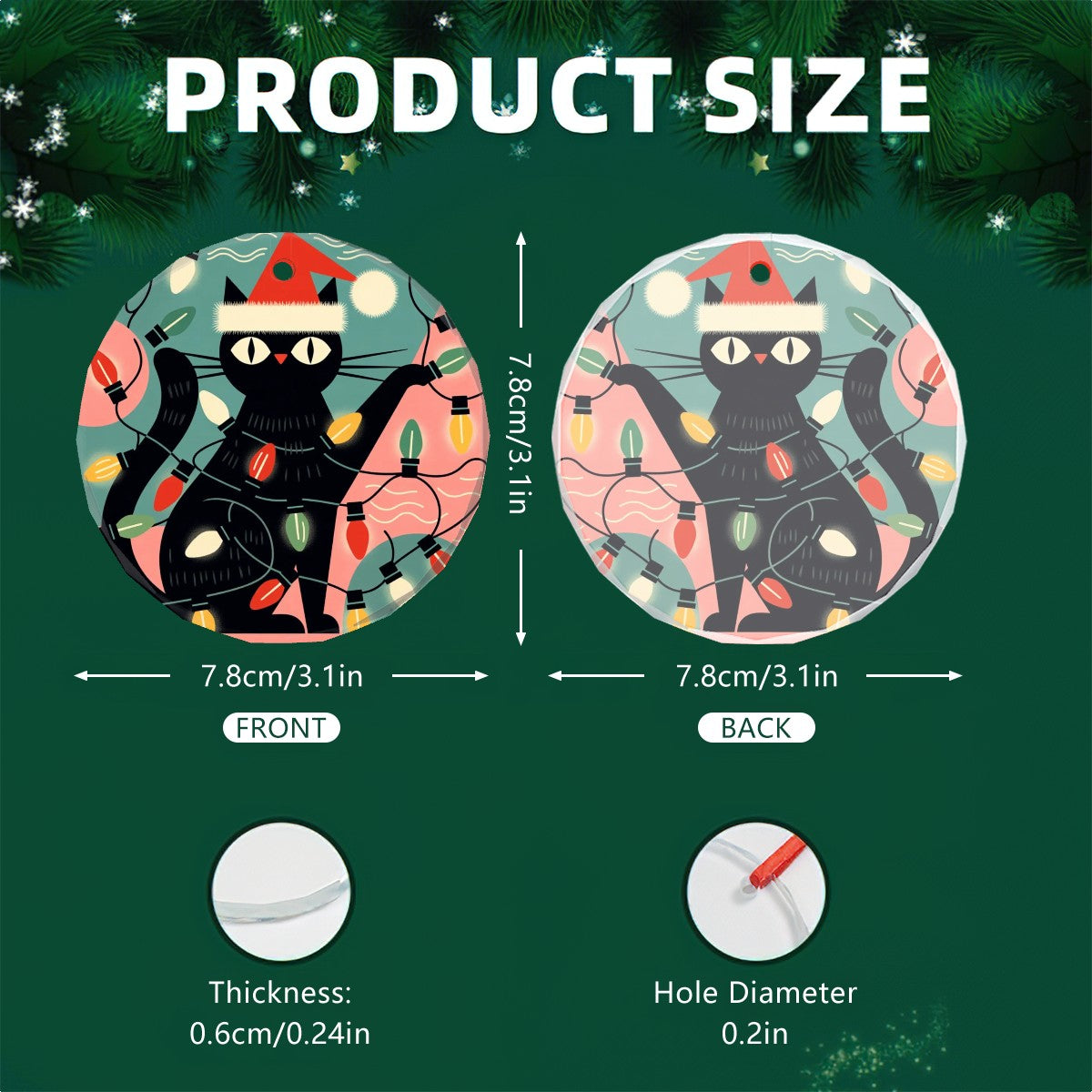 🐾 Atomic Cat Glass Ornament – Mid-Century Holiday Charm