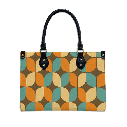 Atomic Elegance PU Tote – Retro Geometry Print