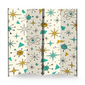 The "Atomic Starburst" 4-Panel Room Divider – Mid-Century Modern Folding Screen with Vintage Googie Pattern