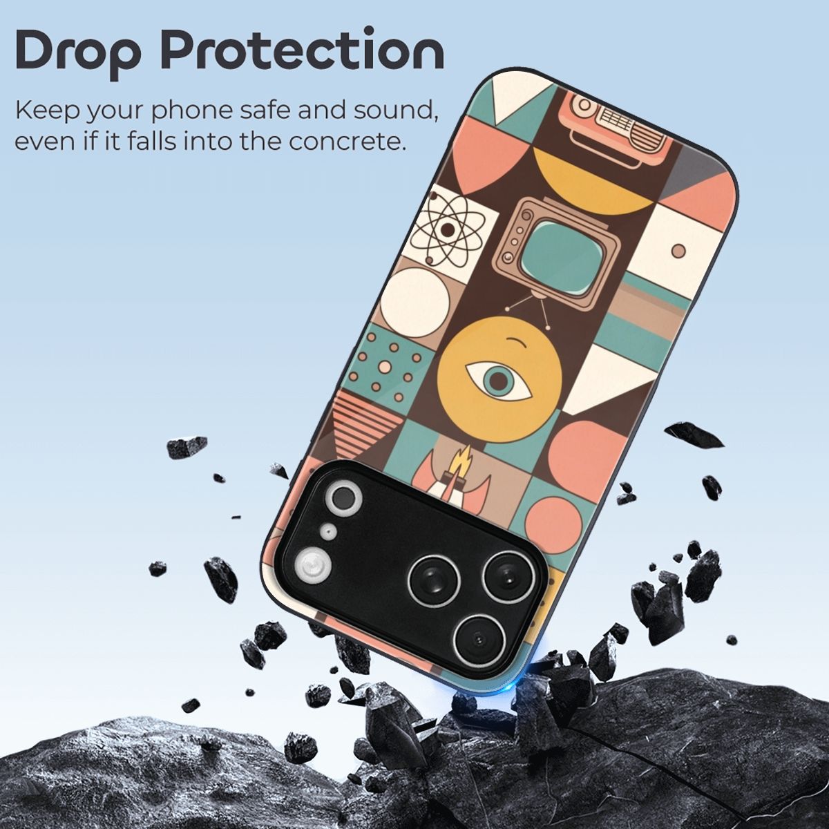 Pure Mid Century Glass Phone Case — Modern Retro Design for iPhone 17 Pro Max