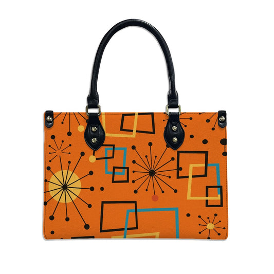 Retro Burst PU Tote – Bold Mid Century Modern Handbag