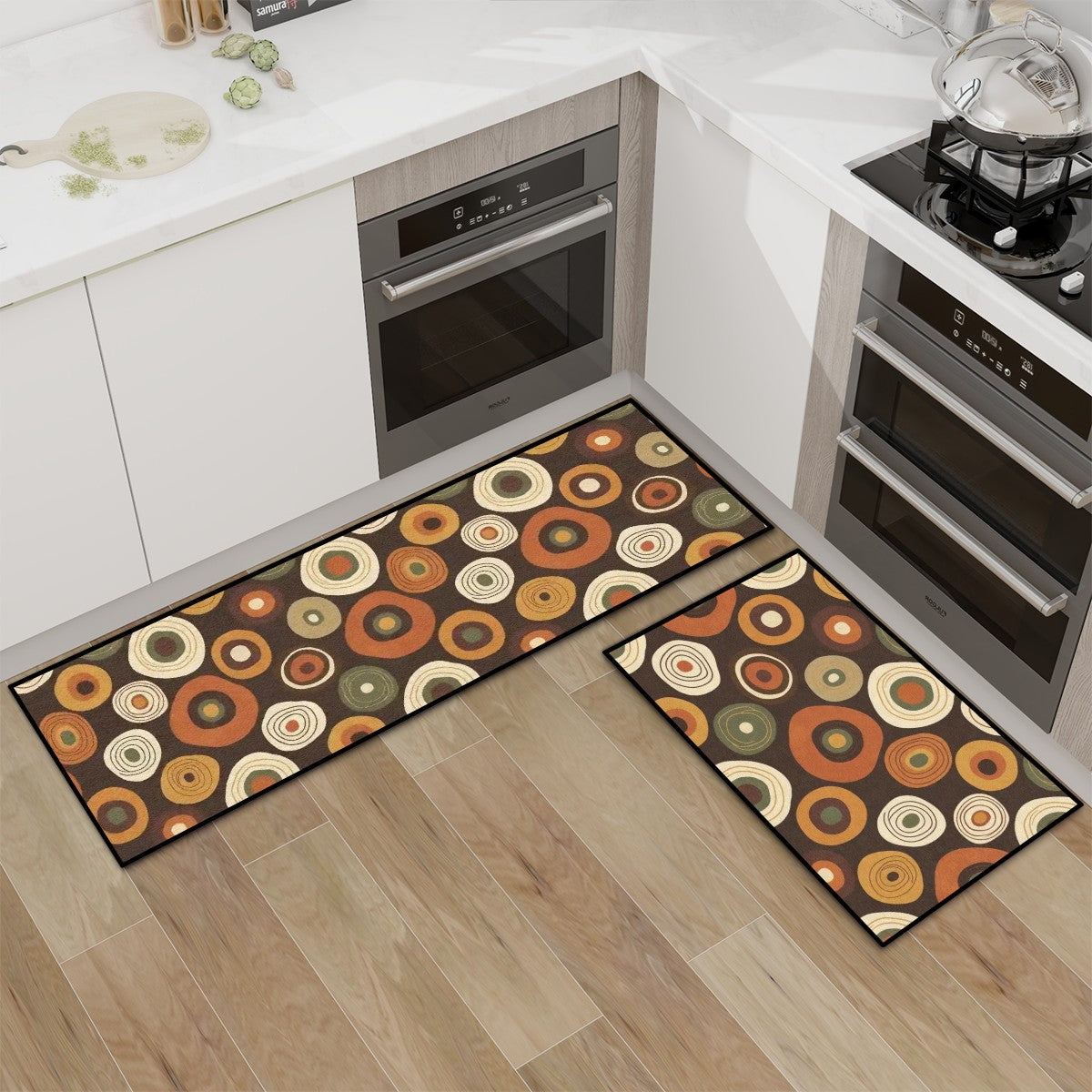 Pure Mid Century Kitchen Rug Set — Non‑Slip Washable Floor Mats
